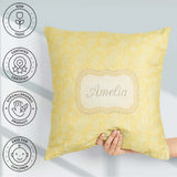 Custom Name Yellow Paisley Seamless Pattern Elegant Decorative Square Filled Cushion Throw Pillow Sofa Bed Home Decor Zip Washable UK Made