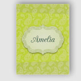 Personalised Name Green Paisley Floral Custom  Modern Room Accent Elegant Feature Canvas Wall Art Print Decor Picture Ready to Hang