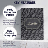 Personalised Name Black White Paisley Custom Modern Room Accent Creative Decorator Style Canvas Wall Art Print Decor Picture Ready to Hang