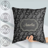 Custom Name Black White Paisley Bandana Seamless Pattern Classic Square Filled Cushion Throw Pillow Sofa Bed Home Decor Zip Washable UK Made