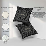 Custom Name Black White Paisley Bandana Seamless Pattern Classic Square Filled Cushion Throw Pillow Sofa Bed Home Decor Zip Washable UK Made