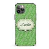 Green Paisley Bandana Floral Ornamental Seamless Custom Name Protective Phone Case Mobile Cover Durable Everyday Smartphone Shock Resistant