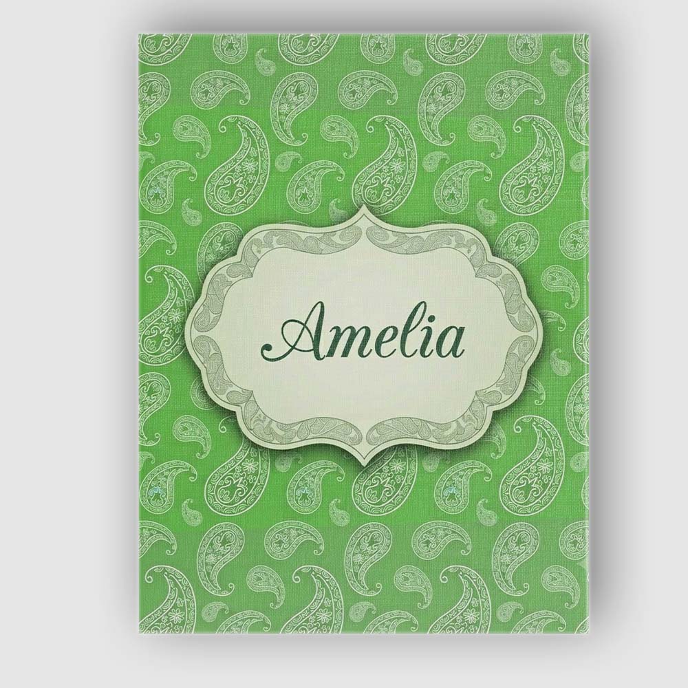 Personalised Name Green Paisley Bandana Custom  Modern Room Accent Elegant Feature Canvas Wall Art Print Decor Picture Ready to Hang