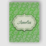 Personalised Name Green Paisley Bandana Custom  Modern Room Accent Elegant Feature Canvas Wall Art Print Decor Picture Ready to Hang