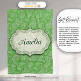 Green Paisley Bandana Floral Ornamental Seamless Pattern Design  Personalised Custom Name Super Soft Fleece Blanket Bed Sofa Throw
