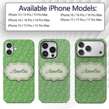 Green Paisley Bandana Floral Ornamental Seamless Custom Name Protective Phone Case Mobile Cover Durable Everyday Smartphone Shock Resistant