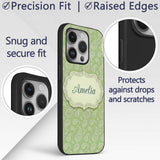 Light Green Paisley Decorative Bandana Style Custom Name Protective Phone Case Mobile Cover Durable Everyday Smartphone Shock Resistant