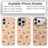 Watercolor Pink Cherry Ribbon Bow Printed Design Custom Name Protective Phone Case Mobile Cover Durable Everyday Smartphone Shock Resistant