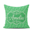 Custom Name Bright Green Paisley Classic Ornamental Pattern Name Square Filled Cushion Throw Pillow Sofa Bed Home Decor Zip Washable UK Made