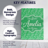 Personalised Name Bright Green Paisley Custom  Modern Room Accent Elegant Feature Canvas Wall Art Print Decor Picture Ready to Hang