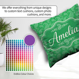 Custom Name Bright Green Paisley Classic Ornamental Pattern Name Square Filled Cushion Throw Pillow Sofa Bed Home Decor Zip Washable UK Made