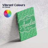 Personalised Name Bright Green Paisley Custom  Modern Room Accent Elegant Feature Canvas Wall Art Print Decor Picture Ready to Hang