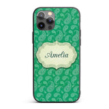 Rich Emerald Paisley Vintage Bandana Seamless Custom Name Protective Phone Case Mobile Cover Durable Everyday Smartphone Shock Resistant