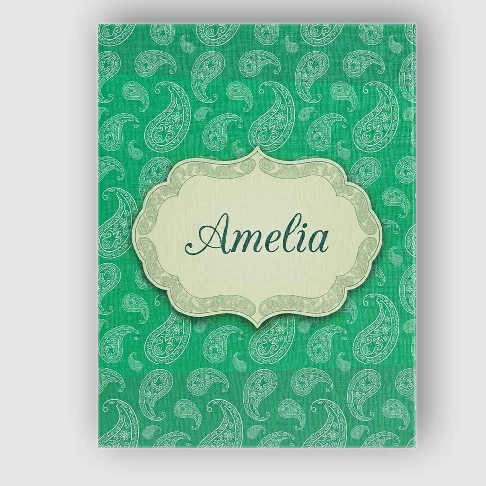 Personalised Name Rich Emerald Paisley Custom  Modern Room Accent Elegant Feature Canvas Wall Art Print Decor Picture Ready to Hang