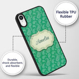 Rich Emerald Paisley Vintage Bandana Seamless Custom Name Protective Phone Case Mobile Cover Durable Everyday Smartphone Shock Resistant
