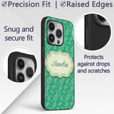 Rich Emerald Paisley Vintage Bandana Seamless Custom Name Protective Phone Case Mobile Cover Durable Everyday Smartphone Shock Resistant