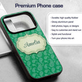 Rich Emerald Paisley Vintage Bandana Seamless Custom Name Protective Phone Case Mobile Cover Durable Everyday Smartphone Shock Resistant
