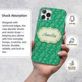 Rich Emerald Paisley Vintage Bandana Seamless Custom Name Protective Phone Case Mobile Cover Durable Everyday Smartphone Shock Resistant