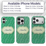 Rich Emerald Paisley Vintage Bandana Seamless Custom Name Protective Phone Case Mobile Cover Durable Everyday Smartphone Shock Resistant