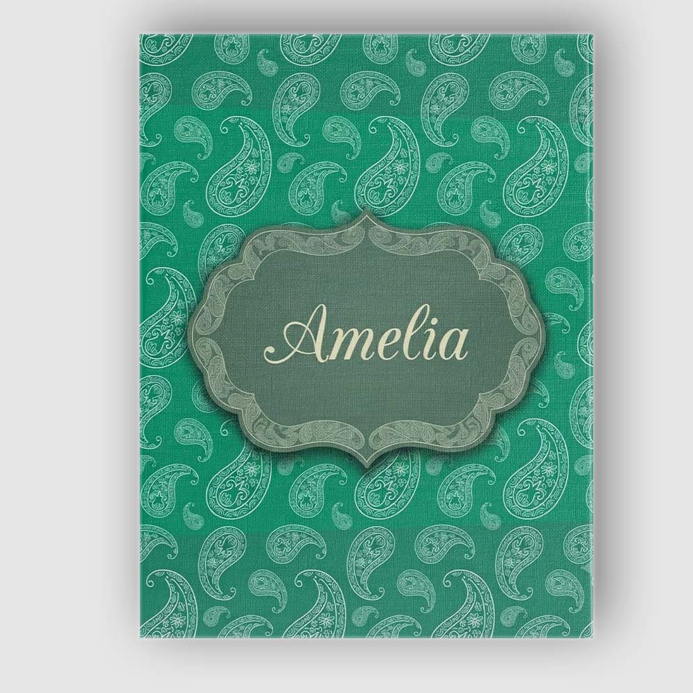 Personalised Name Teal Green Paisley Floral Custom  Bespoke Interior Contemporary Canvas Wall Art Print Decor Picture Ready to Hang