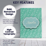 Personalised Name Turquoise Paisley Ornamental Bandana Seamless Creative Decorator Style Canvas Wall Art Print Decor Picture Ready to Hang