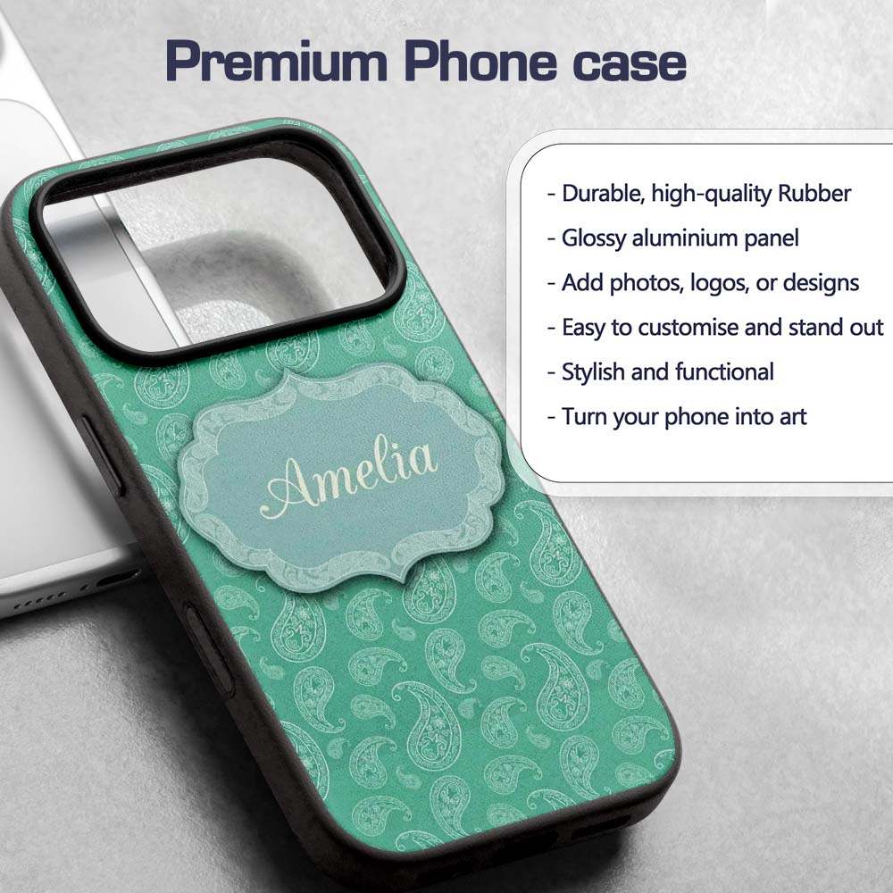 Turquoise Paisley Ornamental Bandana Seamless Custom Name Protective Phone Case Mobile Cover Durable Everyday Smartphone Shock Resistant
