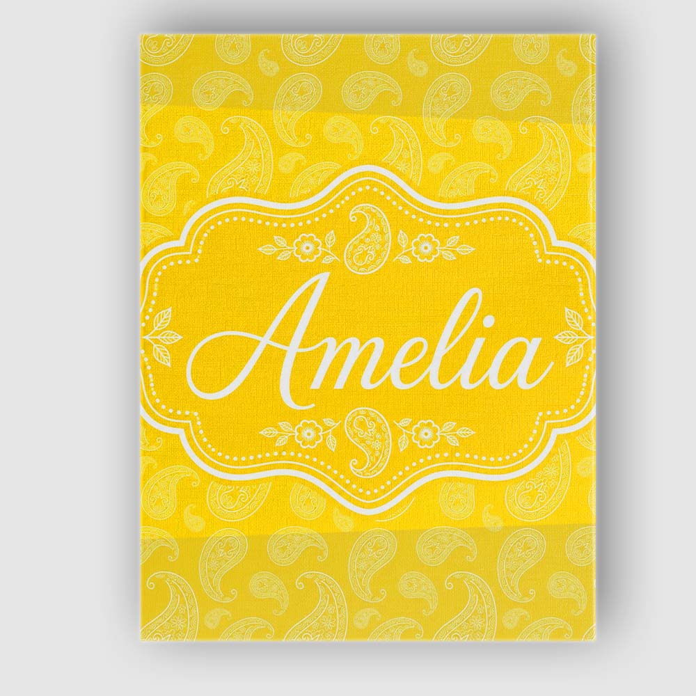 Personalised Name Yellow Paisley Bandana Custom  Unique Gift Idea Elegant Feature Canvas Wall Art Print Decor Picture Ready to Hang