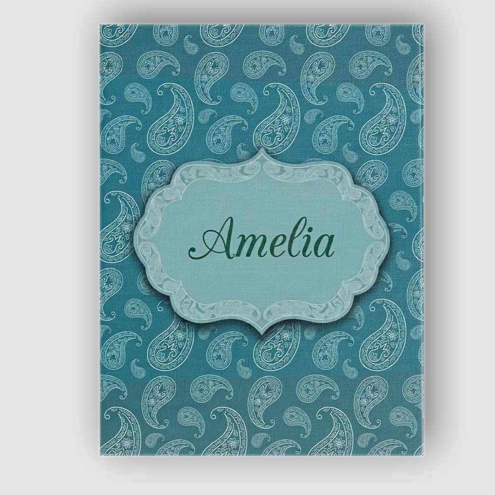Personalised Name Dark Teal Paisley Floral Custom  Unique Gift Idea Elegant Feature Canvas Wall Art Print Decor Picture Ready to Hang