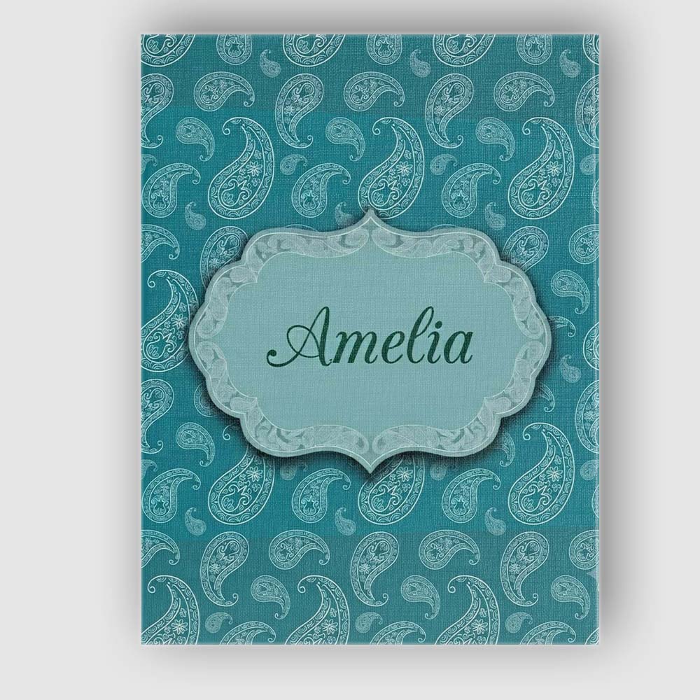 Personalised Name Teal Paisley Ornamental Custom  Unique Gift Idea Elegant Feature Canvas Wall Art Print Decor Picture Ready to Hang