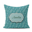 Custom Name Teal Paisley Ornamental Floral Seamless Pattern Name Square Filled Cushion Throw Pillow Sofa Bed Home Decor Zip Washable UK Made