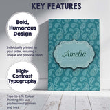 Personalised Name Teal Paisley Ornamental Custom  Unique Gift Idea Elegant Feature Canvas Wall Art Print Decor Picture Ready to Hang