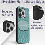 Deep Teal Paisley Vintage Bandana Printed Design Custom Name Protective Phone Case Mobile Cover Durable Everyday Smartphone Shock Resistant
