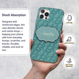 Deep Teal Paisley Vintage Bandana Printed Design Custom Name Protective Phone Case Mobile Cover Durable Everyday Smartphone Shock Resistant