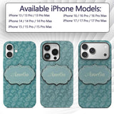 Deep Teal Paisley Vintage Bandana Printed Design Custom Name Protective Phone Case Mobile Cover Durable Everyday Smartphone Shock Resistant