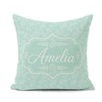 Custom Name Ocean Teal Paisley Floral Seamless Pattern Name Cute Square Filled Cushion Throw Pillow Sofa Bed Home Decor Zip Washable UK Made