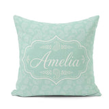 Custom Name Ocean Teal Paisley Floral Seamless Pattern Name Cute Square Filled Cushion Throw Pillow Sofa Bed Home Decor Zip Washable UK Made