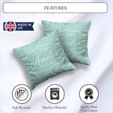 Custom Name Ocean Teal Paisley Floral Seamless Pattern Name Cute Square Filled Cushion Throw Pillow Sofa Bed Home Decor Zip Washable UK Made