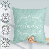Custom Name Ocean Teal Paisley Floral Seamless Pattern Name Cute Square Filled Cushion Throw Pillow Sofa Bed Home Decor Zip Washable UK Made