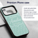 Ocean Teal Paisley Decorative Floral Seamless Custom Name Protective Phone Case Mobile Cover Durable Everyday Smartphone Shock Resistant