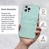 Ocean Teal Paisley Decorative Floral Seamless Custom Name Protective Phone Case Mobile Cover Durable Everyday Smartphone Shock Resistant