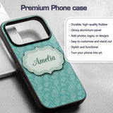 Rich Teal Paisley Classic Ornamental Seamless Custom Name Protective Phone Case Mobile Cover Durable Everyday Smartphone Shock Resistant