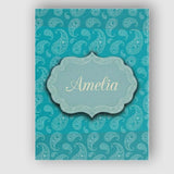 Personalised Name Muted Teal Paisley Custom Premium Decorative Design Modern Room Accent Canvas Wall Art Print Decor Picture Ready to Hang