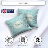 Custom Name Soft Aqua Paisley Decorative Bandana Seamless Design Square Filled Cushion Throw Pillow Sofa Bed Home Decor Zip Washable UK Made