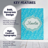 Personalised Name Bright Cyan Paisley Custom Modern Room Accent Creative Decorator Style Canvas Wall Art Print Decor Picture Ready to Hang
