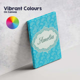 Personalised Name Bright Cyan Paisley Custom Modern Room Accent Creative Decorator Style Canvas Wall Art Print Decor Picture Ready to Hang