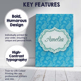 Personalised Name Bright Blue Paisley Custom Modern Room Accent Creative Decorator Style Canvas Wall Art Print Decor Picture Ready to Hang