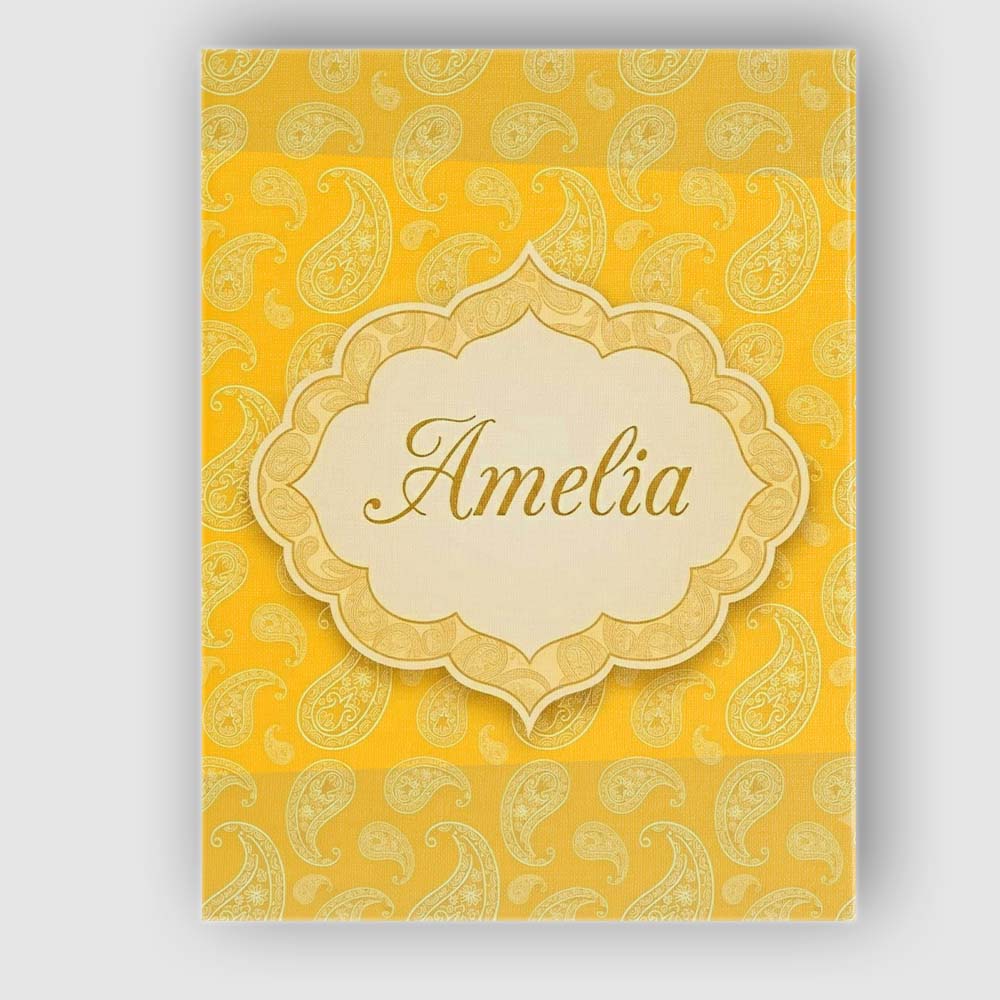 Personalised Name Yellow Paisley Bandana Custom  Unique Gift Idea Elegant Feature Canvas Wall Art Print Decor Picture Ready to Hang