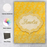Personalised Name Yellow Paisley Bandana Custom  Unique Gift Idea Elegant Feature Canvas Wall Art Print Decor Picture Ready to Hang