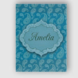 Personalised Name Deep Teal Paisley Floral Custom  Unique Gift Idea Elegant Feature Canvas Wall Art Print Decor Picture Ready to Hang