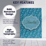 Personalised Name Deep Teal Paisley Floral Custom  Unique Gift Idea Elegant Feature Canvas Wall Art Print Decor Picture Ready to Hang